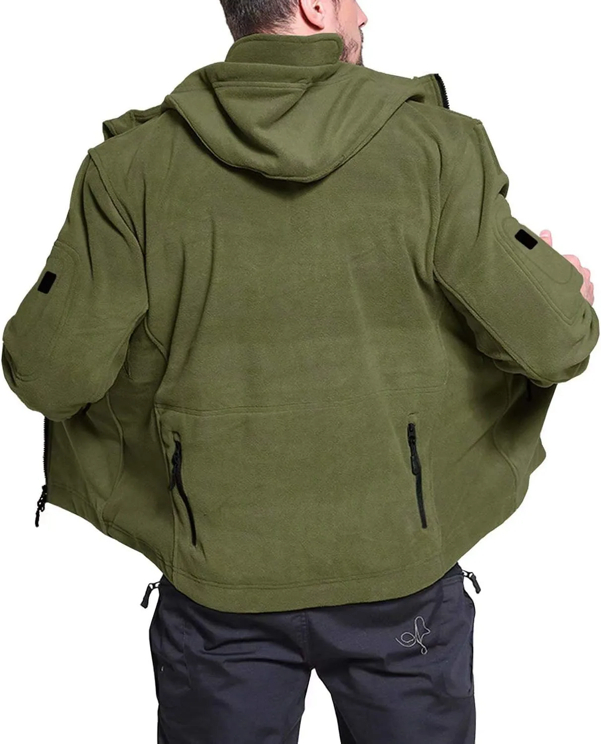 BIYLACLESEN Men's Winter Fleece Jackets Hooded Warm Military Tactical Coats Sport Outdoor Fleece Jacket Coats