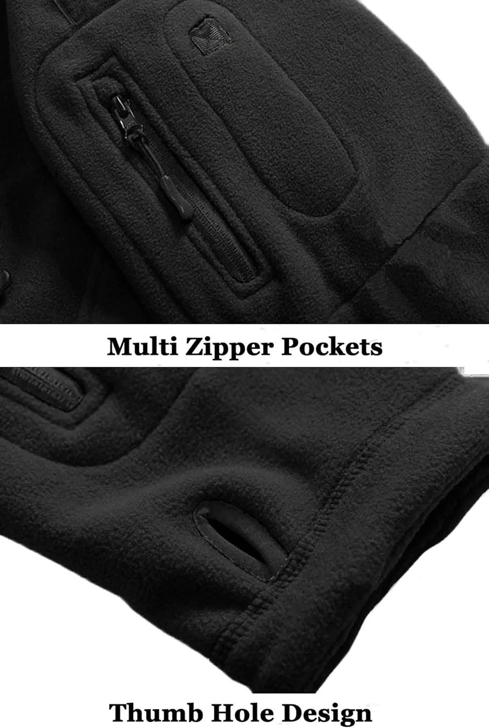 BIYLACLESEN Men's Winter Fleece Jackets Hooded Warm Military Tactical Coats Sport Outdoor Fleece Jacket Coats