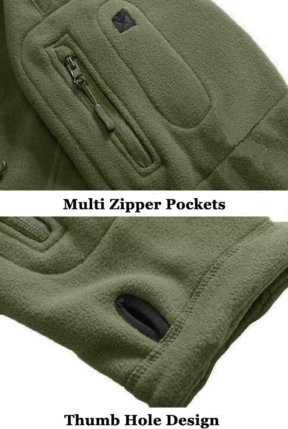 BIYLACLESEN Men's Winter Fleece Jackets Hooded Warm Military Tactical Coats Sport Outdoor Fleece Jacket Coats
