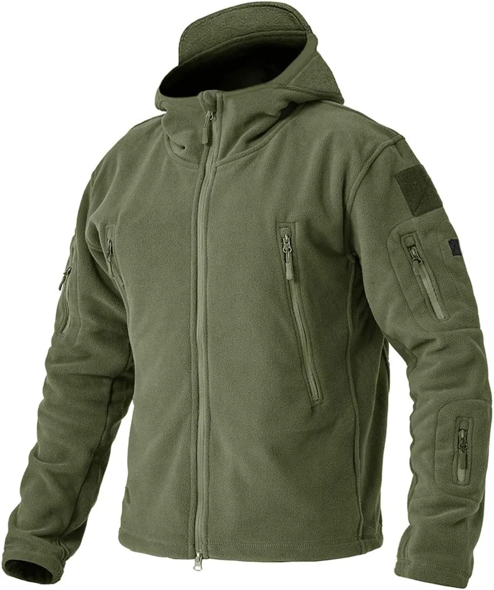 BIYLACLESEN Men's Winter Fleece Jackets Hooded Warm Military Tactical Coats Sport Outdoor Fleece Jacket Coats