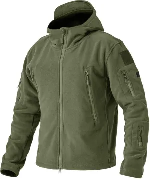 BIYLACLESEN Men's Winter Fleece Jackets Hooded Warm Military Tactical Coats Sport Outdoor Fleece Jacket Coats