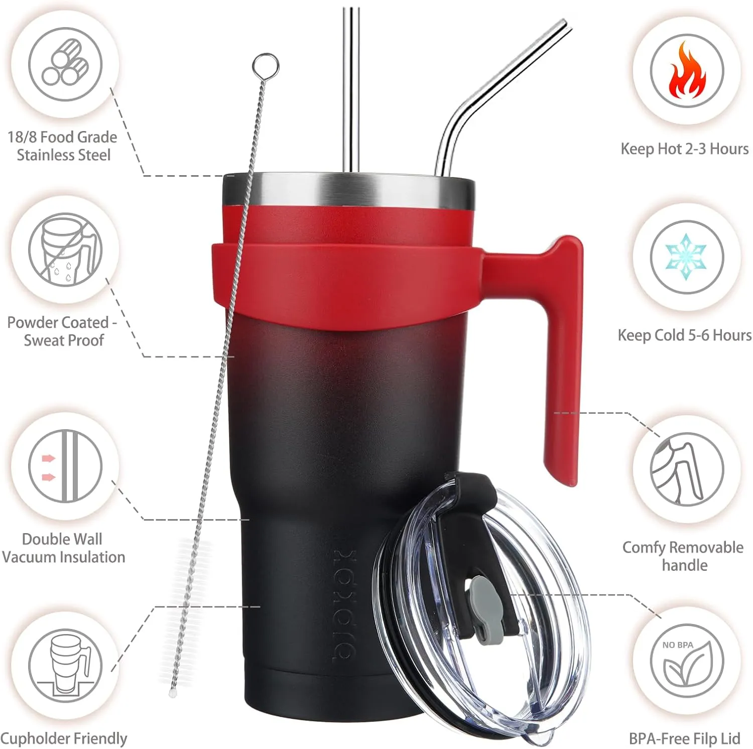 BJPKPK 20oz Stainless Steel Double Wall Insulated Tumbler With Handle And Straw Lid,Blood Moon