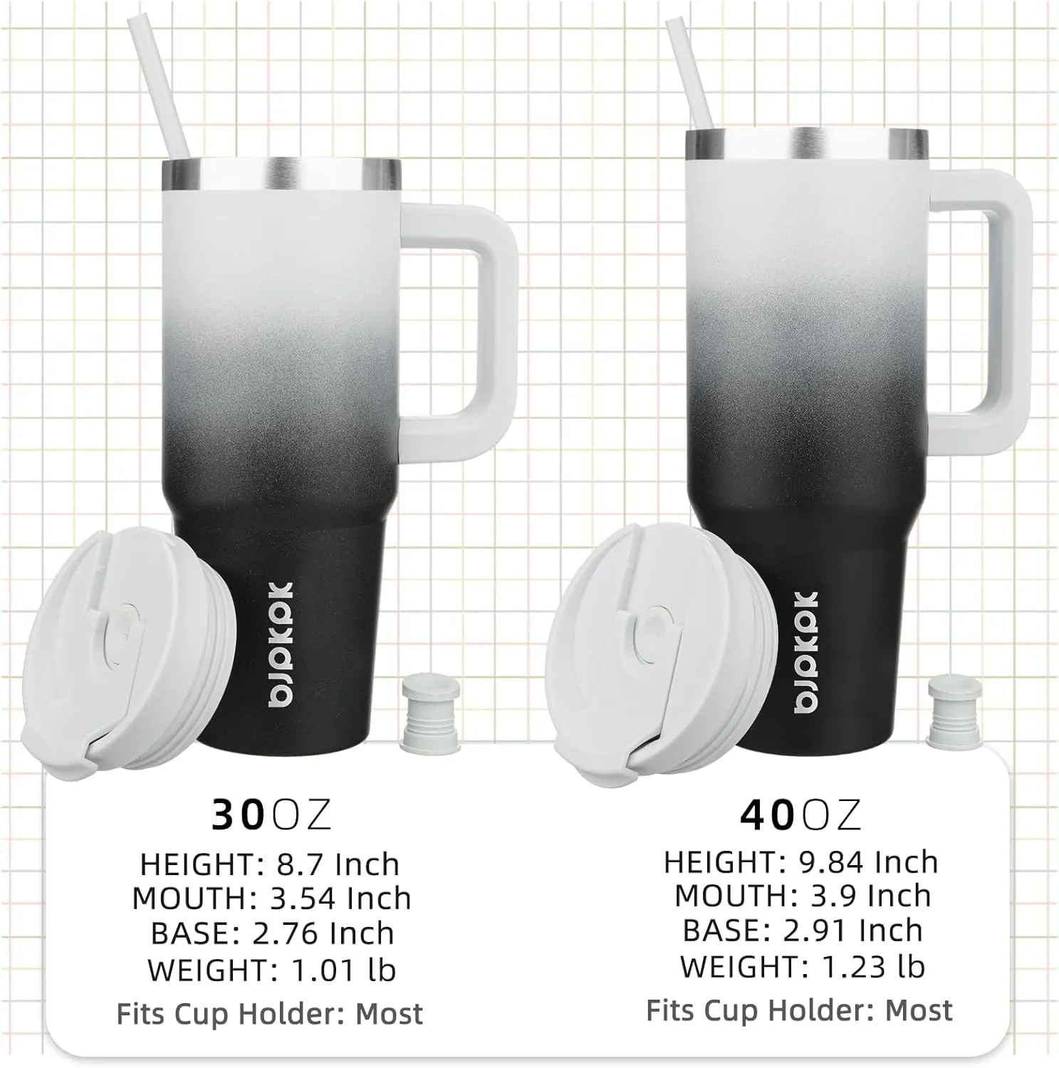 BJPKPK 30 oz Insulated Tumbler With Lid And Straw Stainless Steel Tumblers Cup With Handle For Women And Men,Day And Night