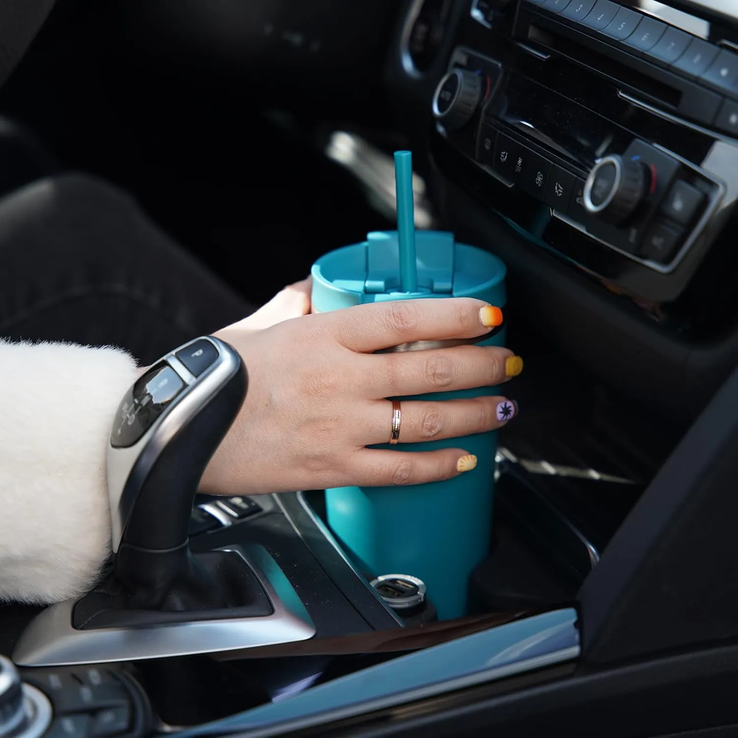 BJPKPK 30oz Insulated Tumbler With lid And Straw Stainless Steel Tumblers Travel Coffee Mug Reusable Thermal Cup,Black Leopard