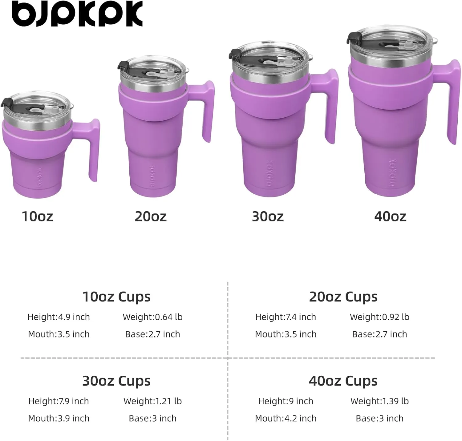 BJPKPK Tumbler With Handle 20oz Stainless Steel Insulated Tumbler With Lid And Straw For Water Or Ice Coffee,Lavender