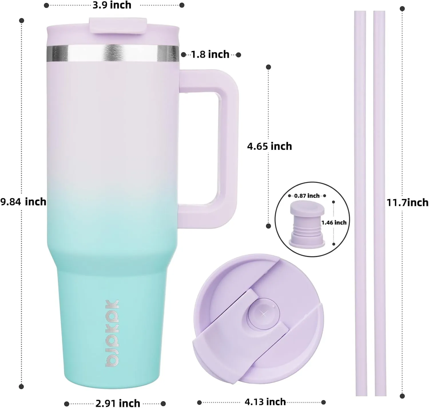 BJPKPK Tumbler With Handle 40 oz Stainless Steel Insulated Tumbler With Lid And Straw For Water Or Ice Coffee,Oasis