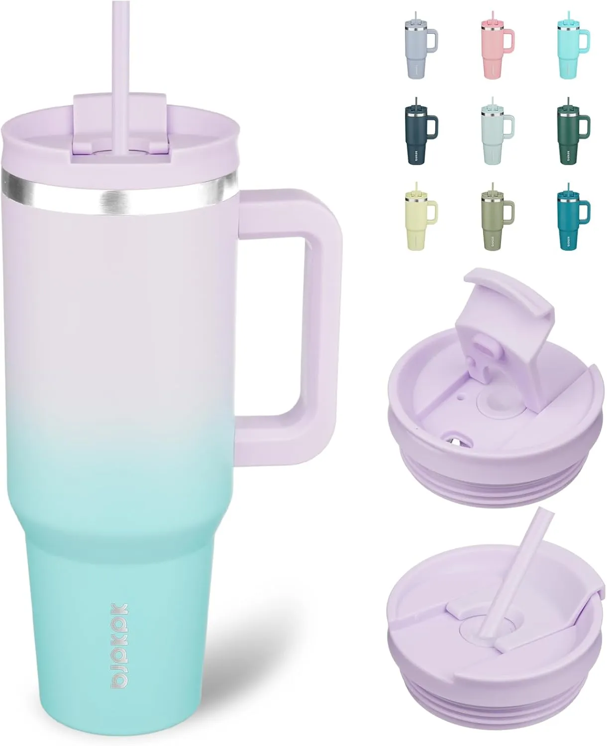 BJPKPK Tumbler With Handle 40 oz Stainless Steel Insulated Tumbler With Lid And Straw For Water Or Ice Coffee,Oasis