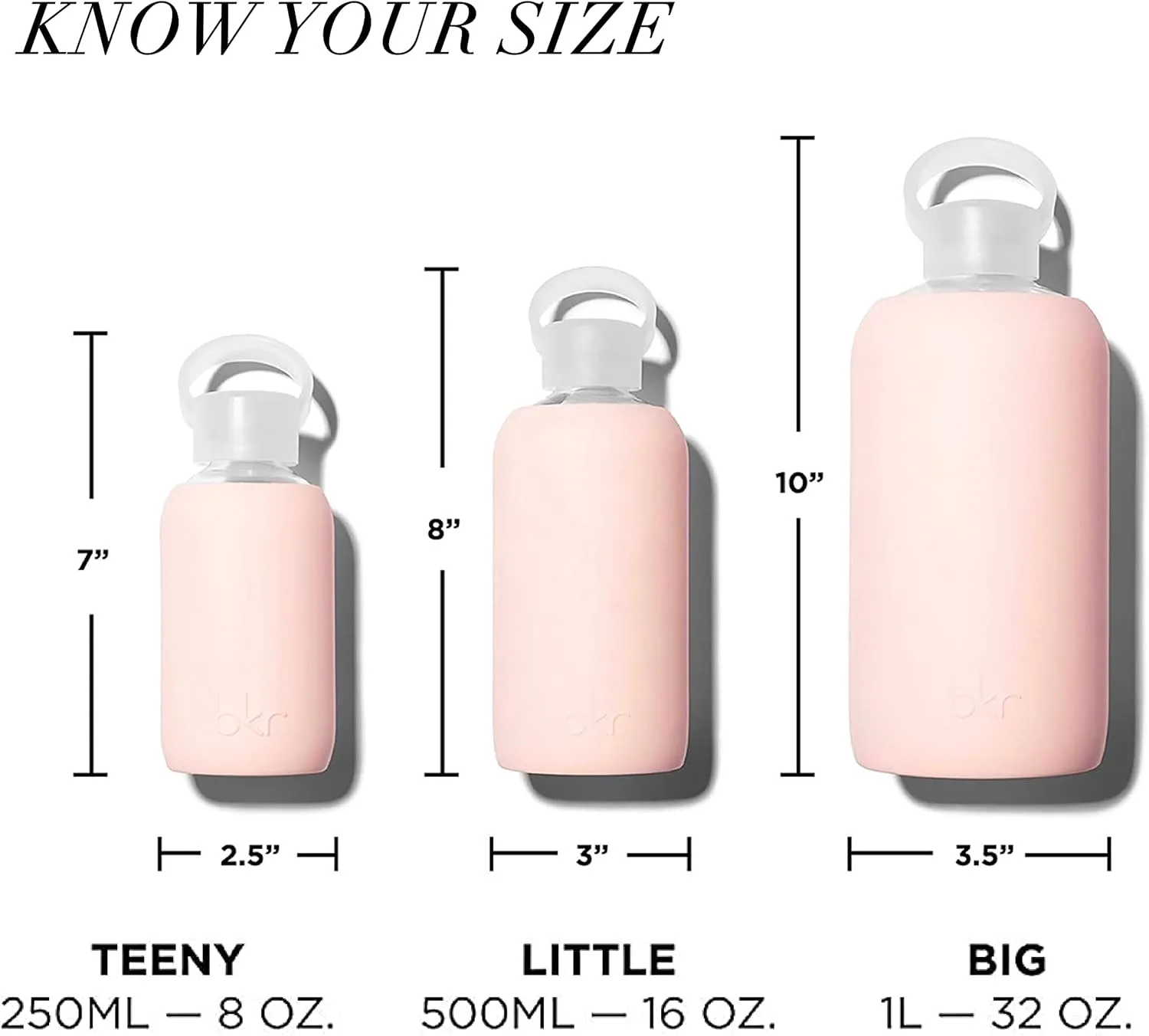 bkr - Little Smooth - Reusable Glass Water Bottle - 16oz - Fits in Cup Holder - Leakproof, Travel Friendly - BPA Free, Dishwasher Safe - Removable Silicone Sleeve & Carrying Loop