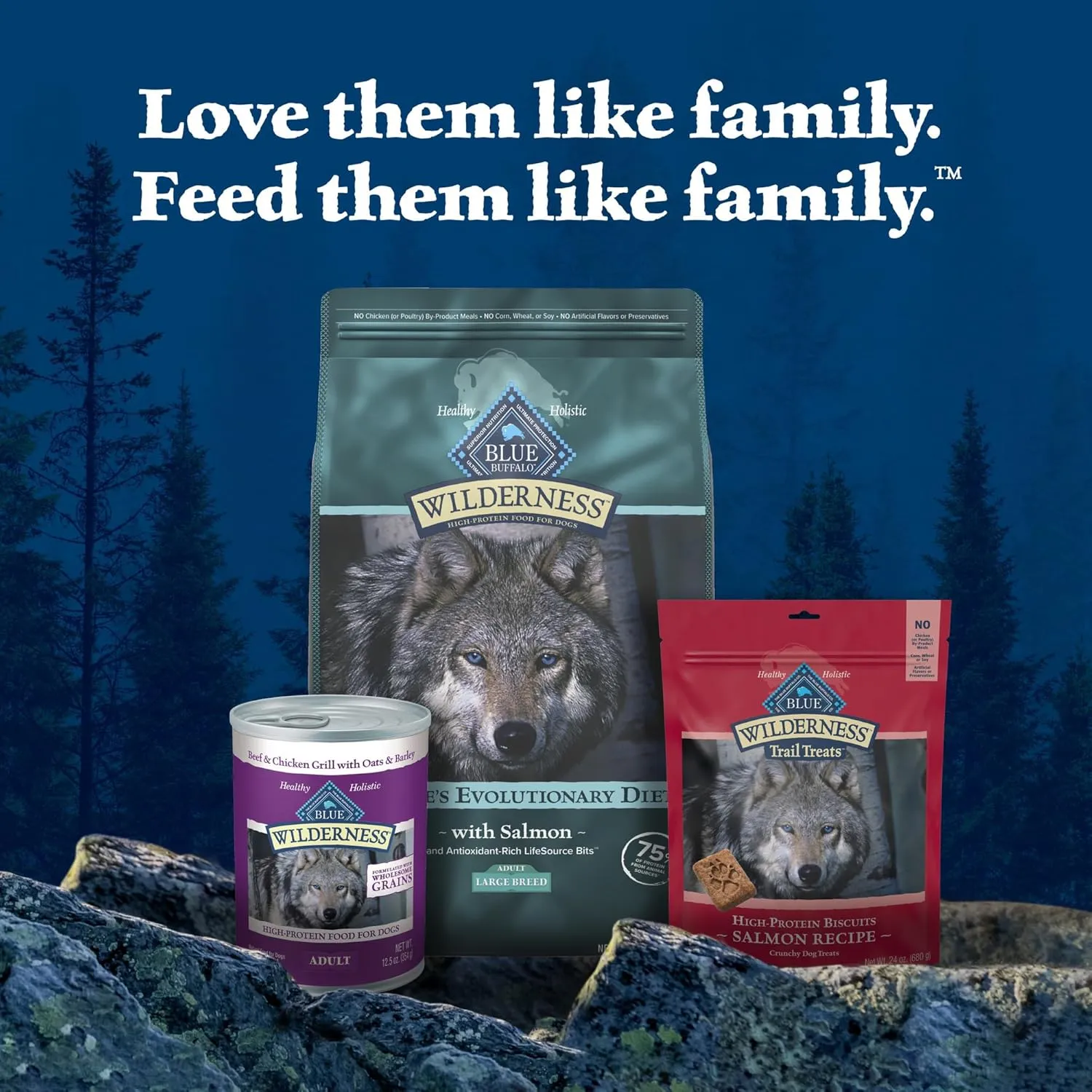 Blue Buffalo Wilderness Natural High-Protein Dry Food for Adult Dogs, WITH WHOLESOME GRAINS, Salmon, 28-lb Bag.