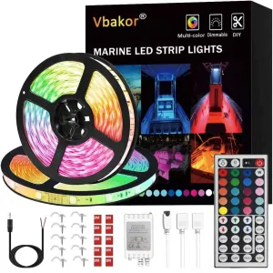 Boat Led Strip Lights, 60FT Marine Pontoon Boat Lights, Waterproof Boats Deck Light, Multi-Color Boats Interior Deck Cabin Light for Pontoon Jon Bass Yacht, Night Fishing Lighting