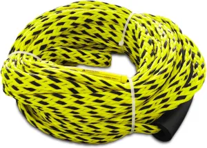 Boat Tow Rope for Tubing, 60FT Tube Boating Ropes Heavy Duty Thick for Ski Float Water Skiing with Floating Foam Wakeboard Towable Tube with Bag Yellow and Black
