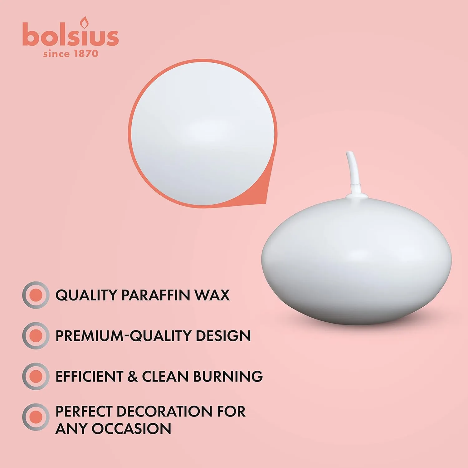 Bolsius White Floating Candles 20 Count - 1.75 Inch, 5 Hour Long Lasting Candle Set Romantic Decoration for Special Night, Pool, Party, Wedding, Cylinder Vases for Centerpiece