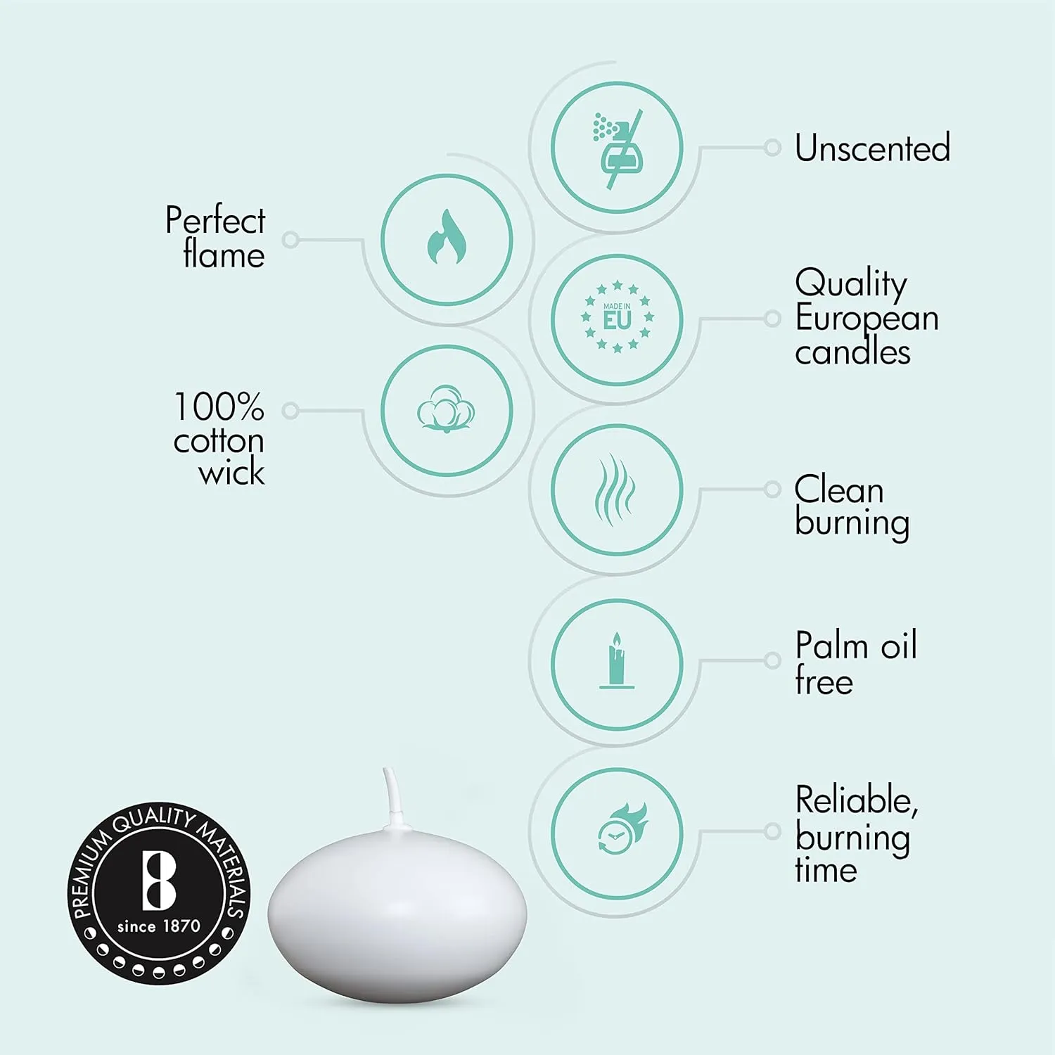 Bolsius White Floating Candles 20 Count - 1.75 Inch, 5 Hour Long Lasting Candle Set Romantic Decoration for Special Night, Pool, Party, Wedding, Cylinder Vases for Centerpiece