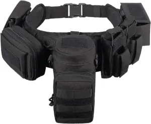 BOMTURN Tactical Battle Belt Military Molle War Duty Belt Law Enforcement for Police Army 7 in 1 Set