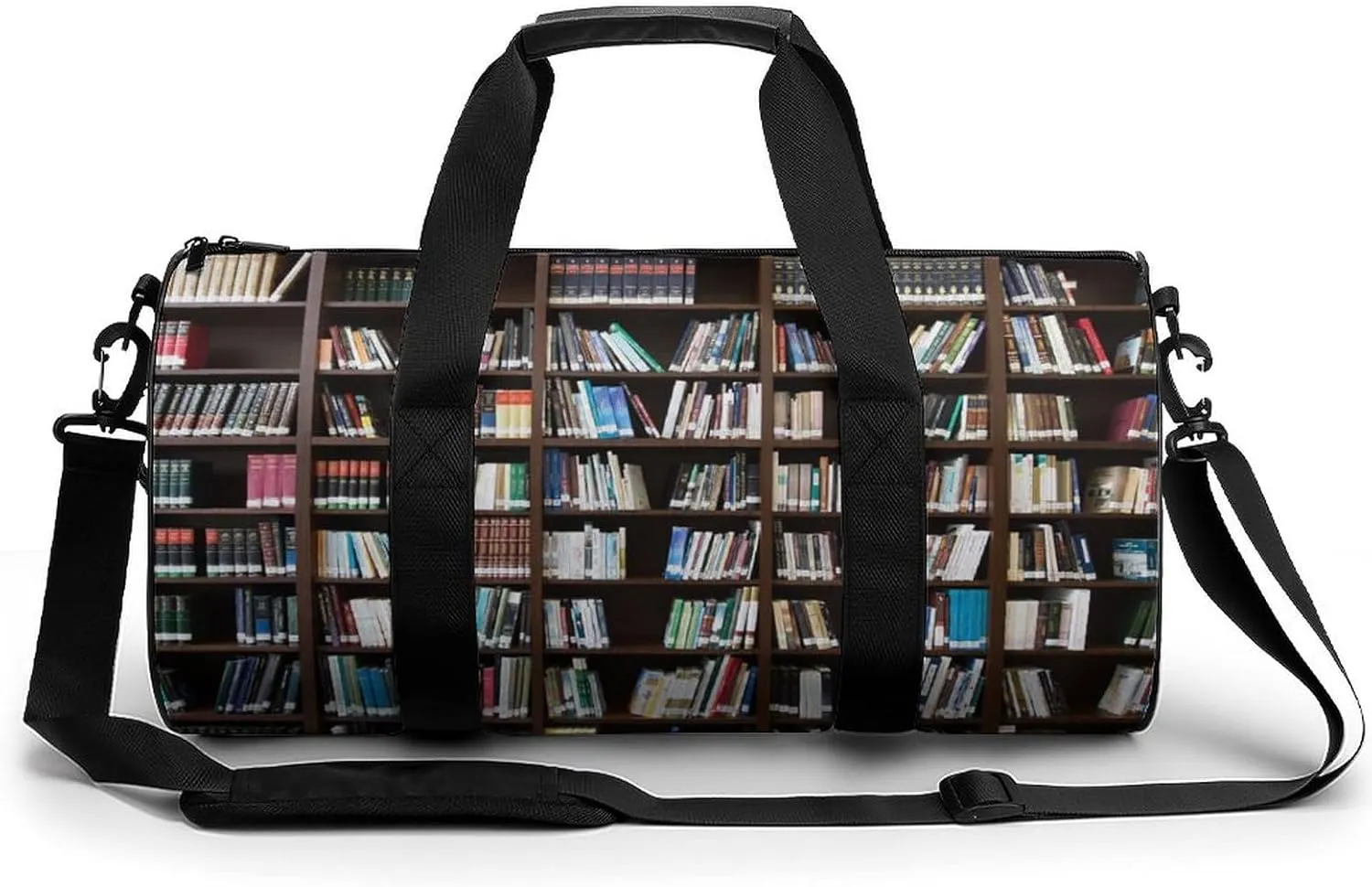 Books Bookshelf Library Literature Shelf Large Capacity Cylindrical Fitness Bag, Hand-held Fitness Bag