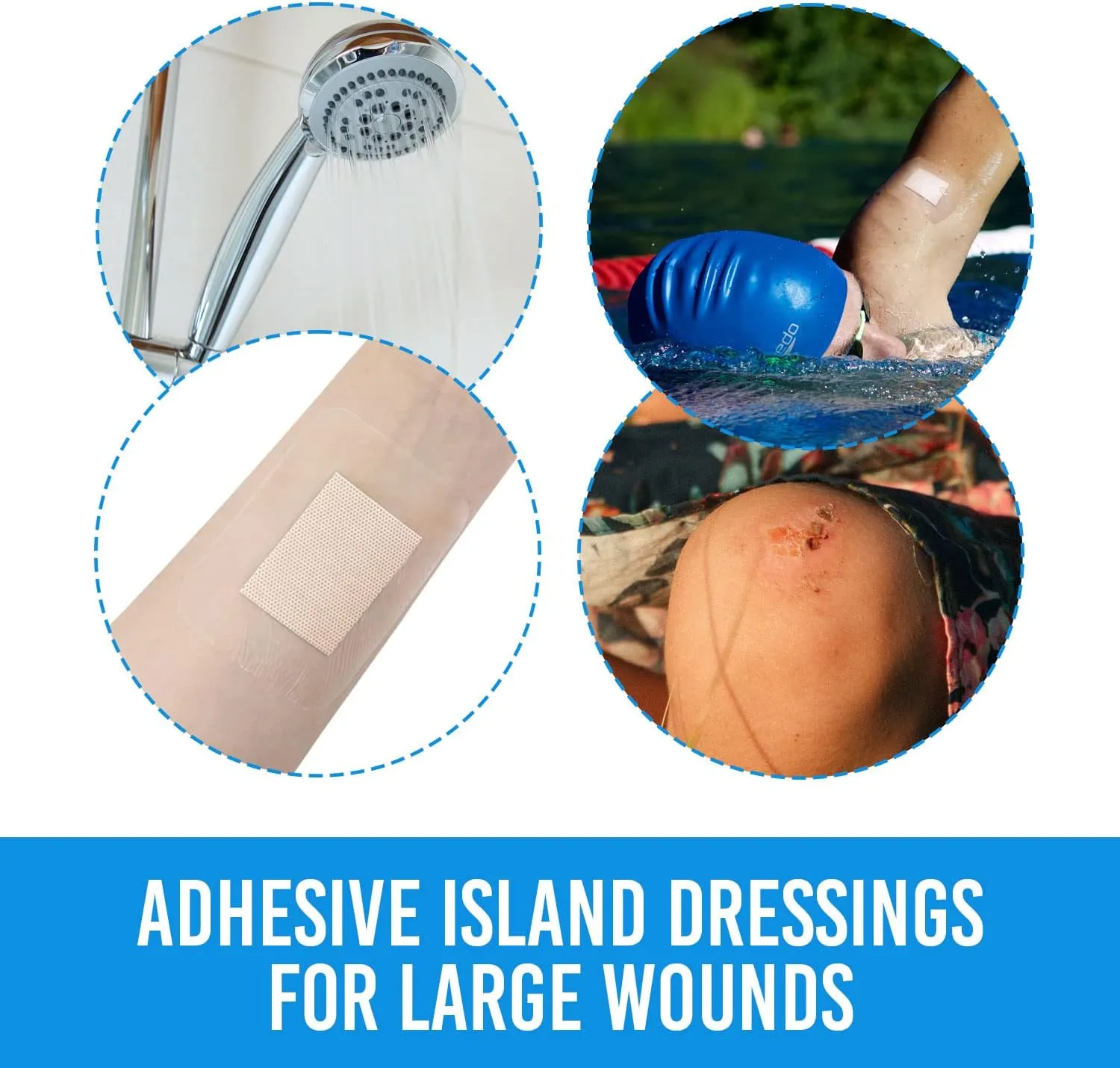 Bordered Waterproof Transparent Dressing Bandage Island Dressings 2.7x3.5 (40Ct) - Individually Wrapped Non-Woven Fabric Pads Adhesive Bandages Bandaids First Aid Wound Care