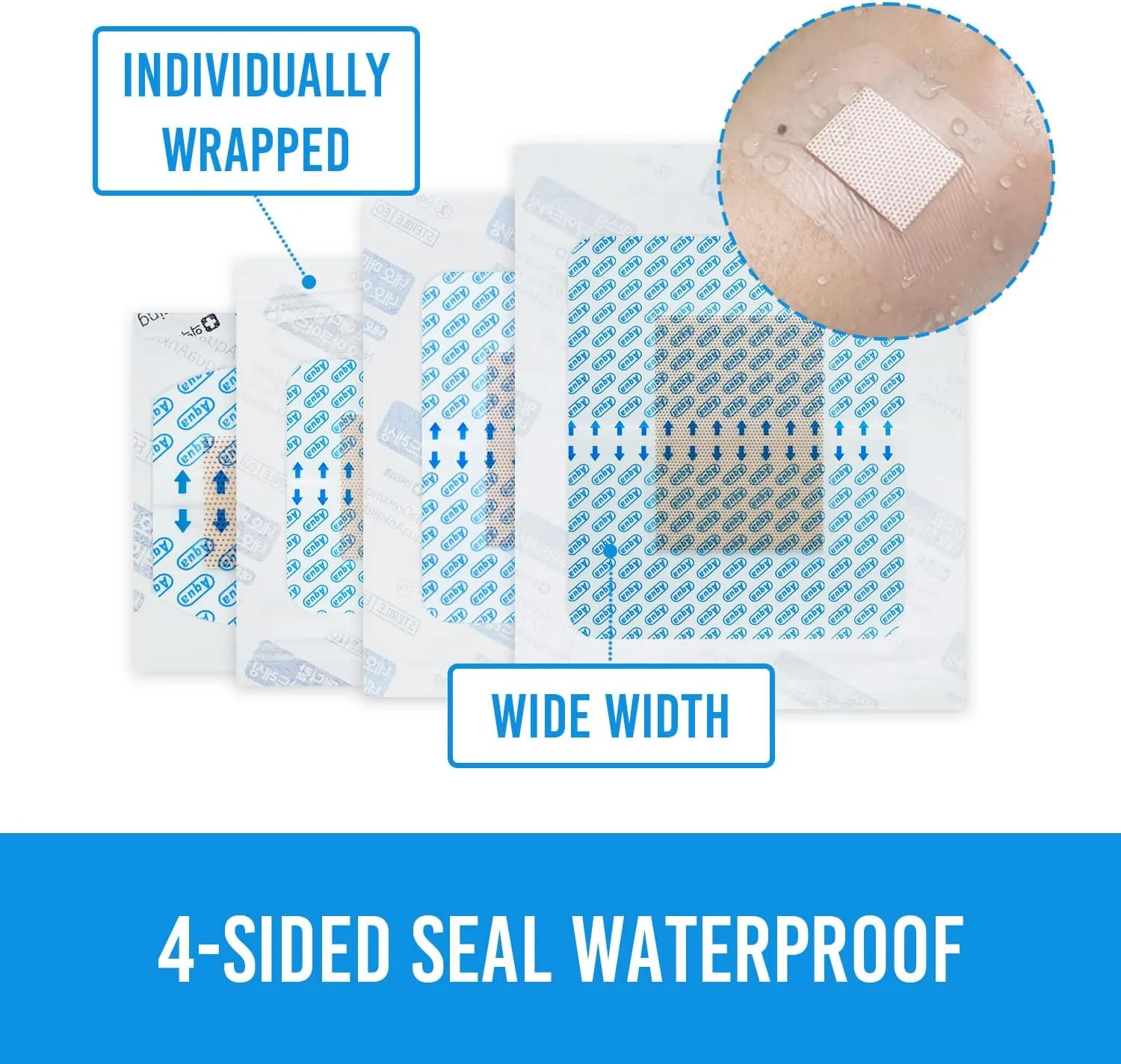 Bordered Waterproof Transparent Dressing Bandage Island Dressings 2.7x3.5 (40Ct) - Individually Wrapped Non-Woven Fabric Pads Adhesive Bandages Bandaids First Aid Wound Care