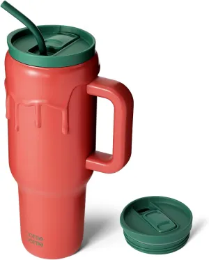 BOTTLE BOTTLE 40 oz Tumbler with Handle and Straw,Stainless Steel Vacuum Travel Mug,Car Cup with Straw, Stainless Steel Vacuum Water Bottle for Gifts Party Office Coffee (tomato)