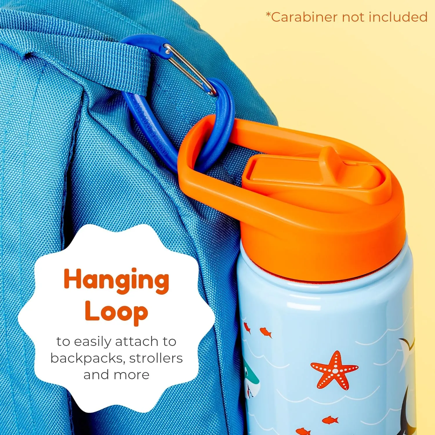 BOZ Kids Water Bottle for School - Stainless Steel Insulated With Straw Lid, Leak Proof for Toddlers, 14 oz (414ml) (Shark)