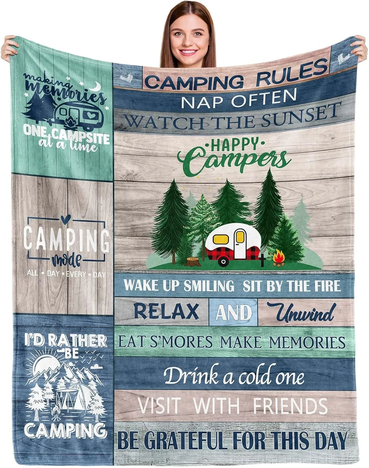 Brand Camping Throw Blanket - 60inx50in for Camping Lovers, Rv Owners & Essentials
