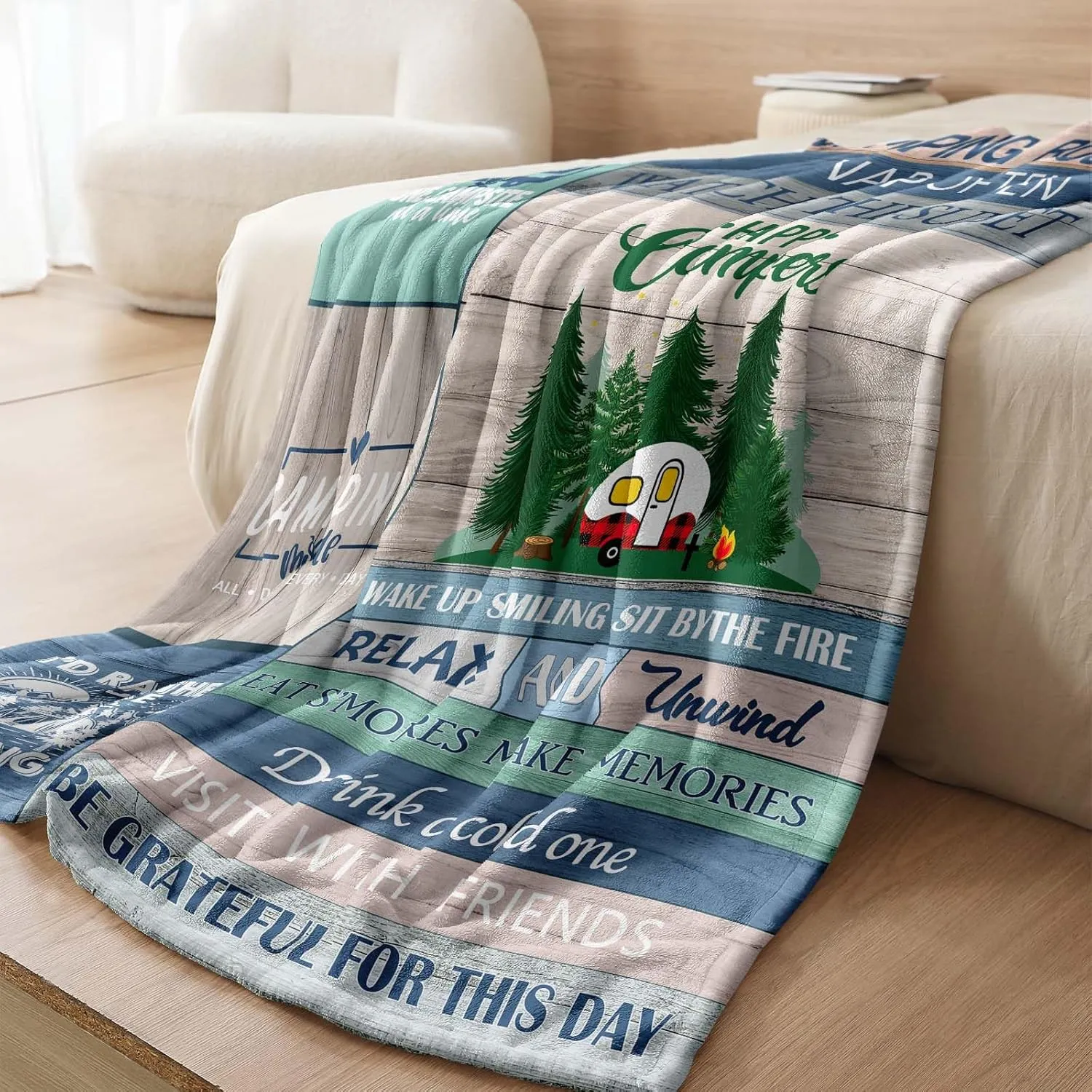 Brand Camping Throw Blanket - 60inx50in for Camping Lovers, Rv Owners & Essentials