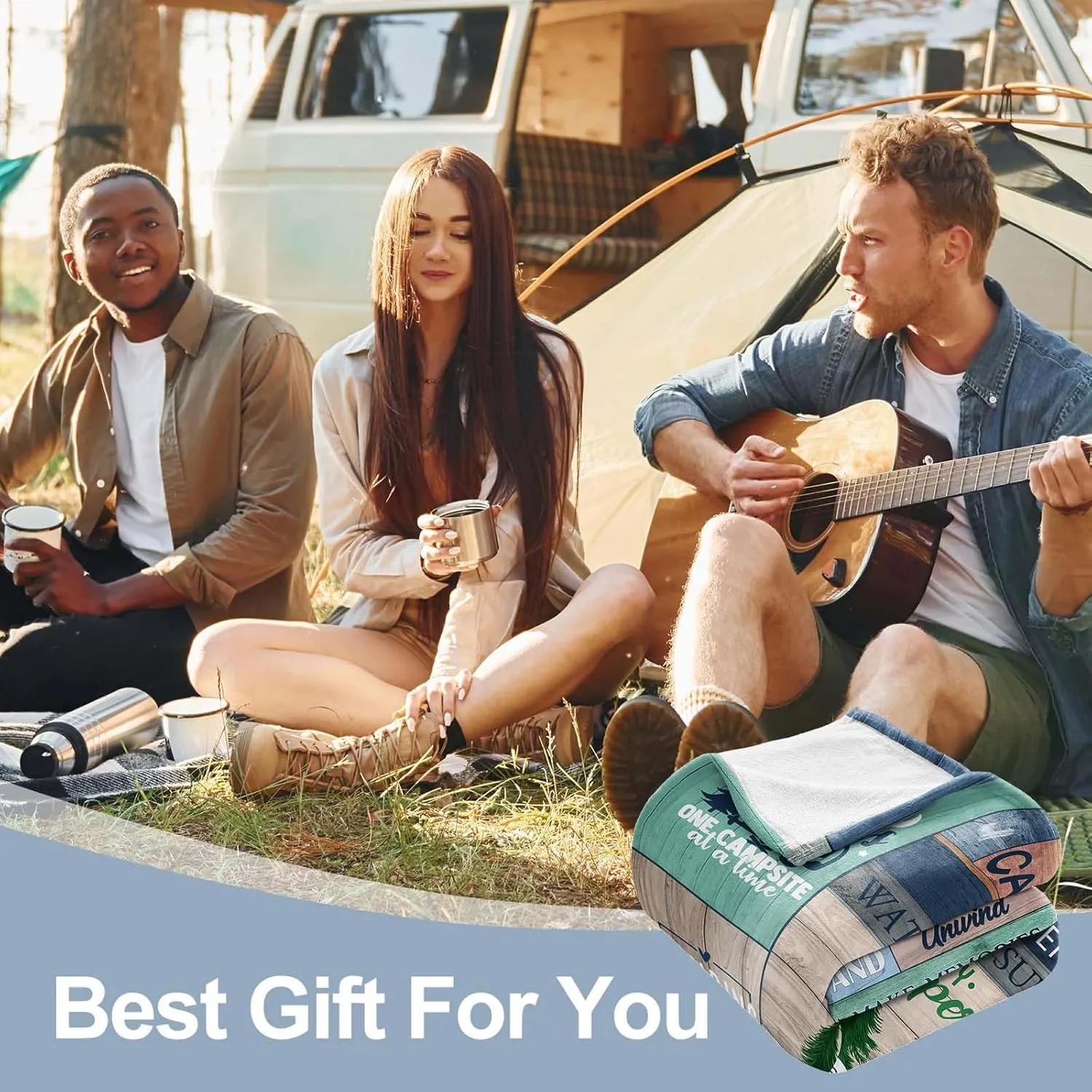 Brand Camping Throw Blanket - 60inx50in for Camping Lovers, Rv Owners & Essentials