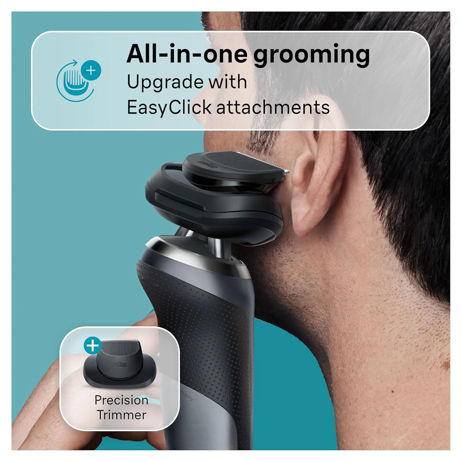 Braun Electric Shaver for Men, Series 7 7171cc, Wet & Dry Shave, Turbo & Gentle Shaving Modes, Waterproof Foil Shaver with Precision Trimmer, Space Grey