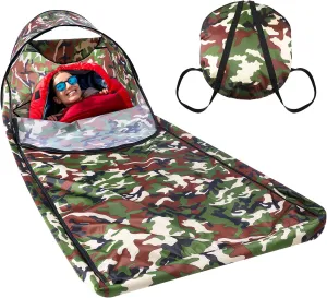 Breling Bivy Sack Waterproof Single Person Pop up Bivy Bag Cover Tent Sleeping Cover with Head Lightweight Warm Tent Windproof Anti Mosquito for Camping Hiking Backpacking Hunting Outdoor Survival