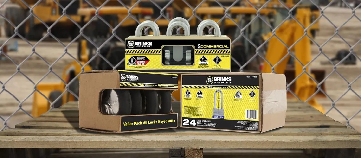 BRINKS Heavy Duty Padlock with Key - 70mm Discus Keyed Lock for Storage Shed, Garage, Storage Lockers, Sliding Doors, Tool Box, and Cabinets, 4 Pack
