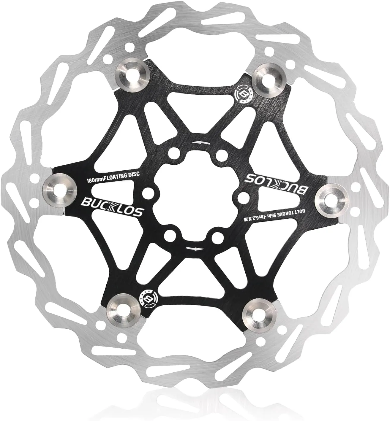 BUCKLOS 160mm 180mm 203mm Floating Disc Brake Rotor, Stainless Steel MTB Brakes Rotors with 6PC Bolts, Ultra-light Floating Disc Rotor fit Mountain Bike Road Bikes BMX（Black、Red）