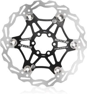 BUCKLOS 160mm 180mm 203mm Floating Disc Brake Rotor, Stainless Steel MTB Brakes Rotors with 6PC Bolts, Ultra-light Floating Disc Rotor fit Mountain Bike Road Bikes BMX（Black、Red）