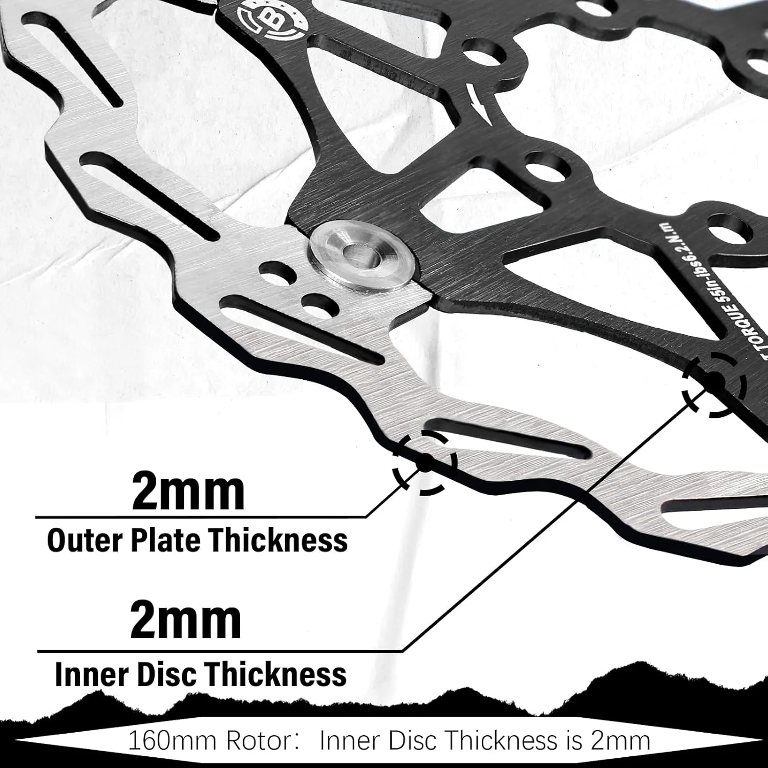 BUCKLOS 160mm 180mm 203mm Floating Disc Brake Rotor, Stainless Steel MTB Brakes Rotors with 6PC Bolts, Ultra-light Floating Disc Rotor fit Mountain Bike Road Bikes BMX（Black、Red）