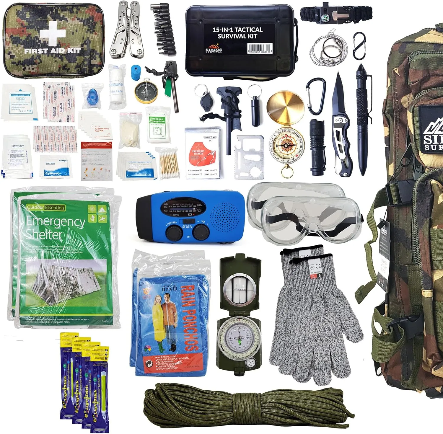 Bug Out Bag Backpack Bugout Kit Great for Family - Survival Backpack for Earthquakes, Hurricanes, Floods, Tornados, Fires & Other Disasters
