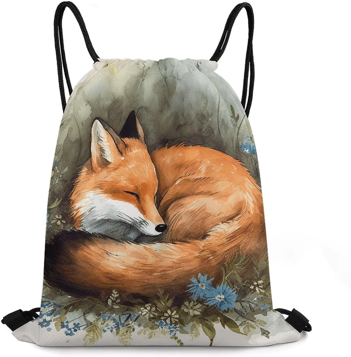 Bundle Pocket, A Sleeping Fox Print Drawstring Bag Gym Drawstring Bag Versatile Sports Bag Travel Drawstring Bag Gym Backpack