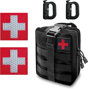 Bundle Sale! Save 10% on First Aid Pouch (Black)   2 Packs Medic Cross Patch (Reflective)