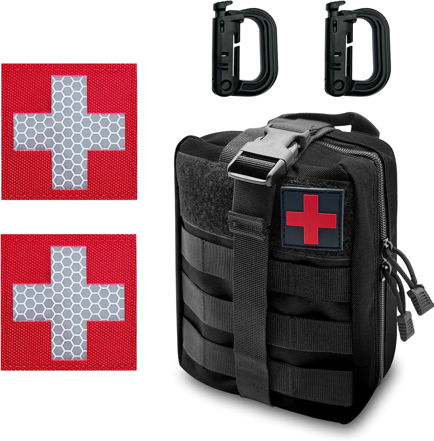 Bundle Sale! Save 10% on First Aid Pouch (Black)   2 Packs Medic Cross Patch (Reflective)