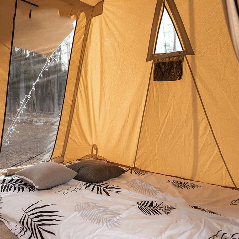 Cabin Tent for 5 to 8 Person Family Camping Tents with Carrying Bag Cotton Canvas Tent for Family Trip, Hiking, Picnic and Party (Beige 5~8 Person) (Beige 5~8 Person)