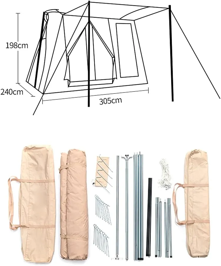 Cabin Tent for 5 to 8 Person Family Camping Tents with Carrying Bag Cotton Canvas Tent for Family Trip, Hiking, Picnic and Party (Beige 5~8 Person) (Beige 5~8 Person)
