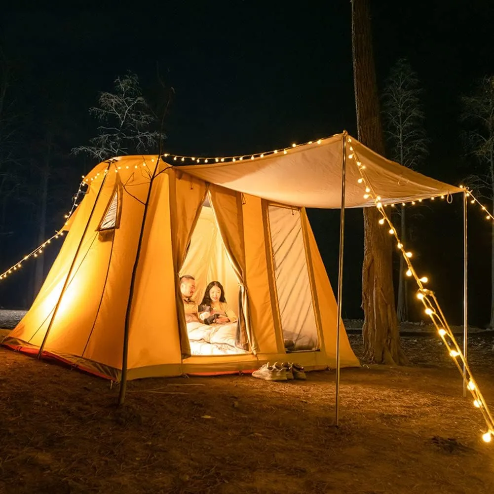 Cabin Tent for 5 to 8 Person Family Camping Tents with Carrying Bag Cotton Canvas Tent for Family Trip, Hiking, Picnic and Party (Beige 5~8 Person) (Beige 5~8 Person)