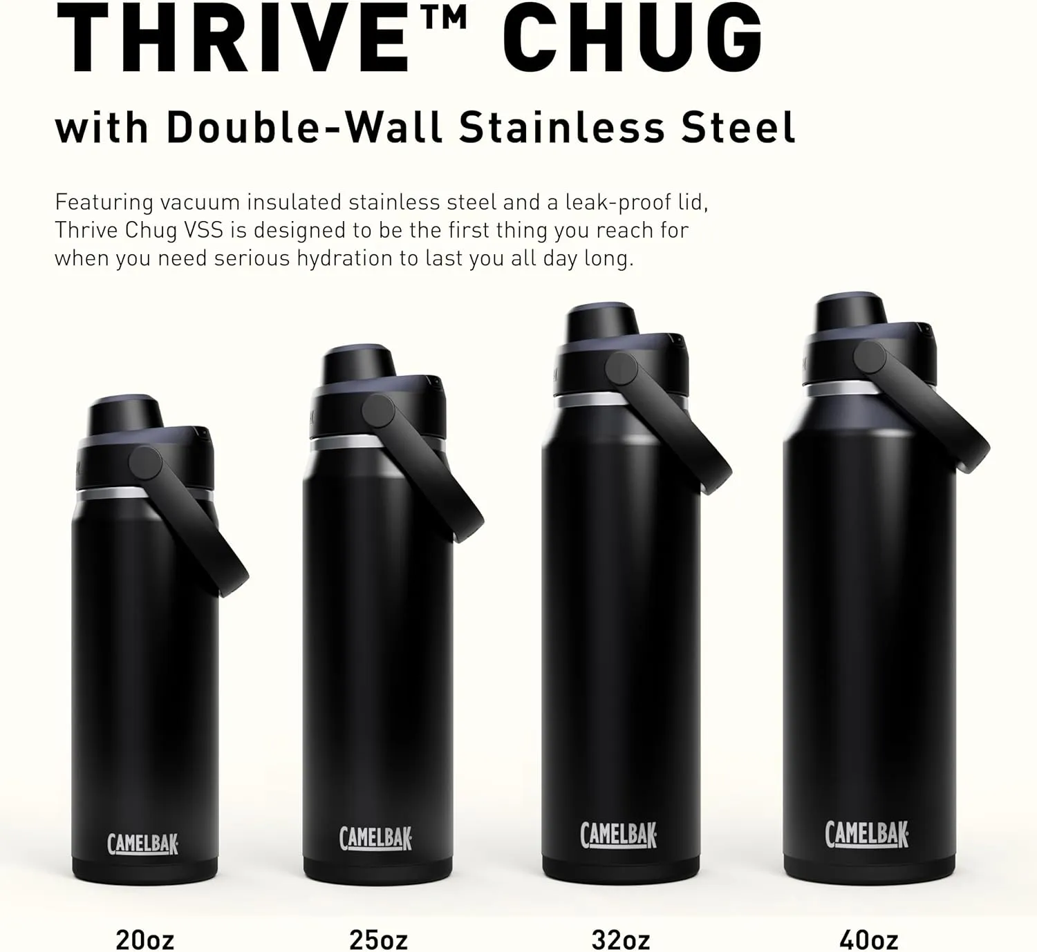 CamelBak Thrive Chug Water Bottle 25oz - Insulated Stainless Steel, Stone