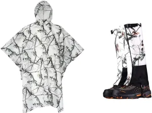 Camo Snow 3 in 1 Waterproof Hooded Rainwear   Snow Camo Gaiters for Snowy Walking
