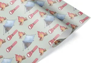Camping Birthday Wrapping Paper Premium Father's Day Gift Wrap Camp Theme Birthday Party Decoration Tent Decor (12 foot x 30 inch roll)