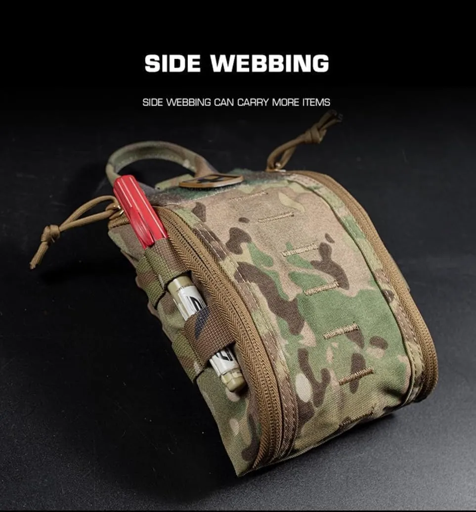 Camping First Aid Bag Molle Tactical Medical Kit Emergency Outdoor Survival Bag Hunting Accessories Pack Pouch E.MT Holder (Khaki)