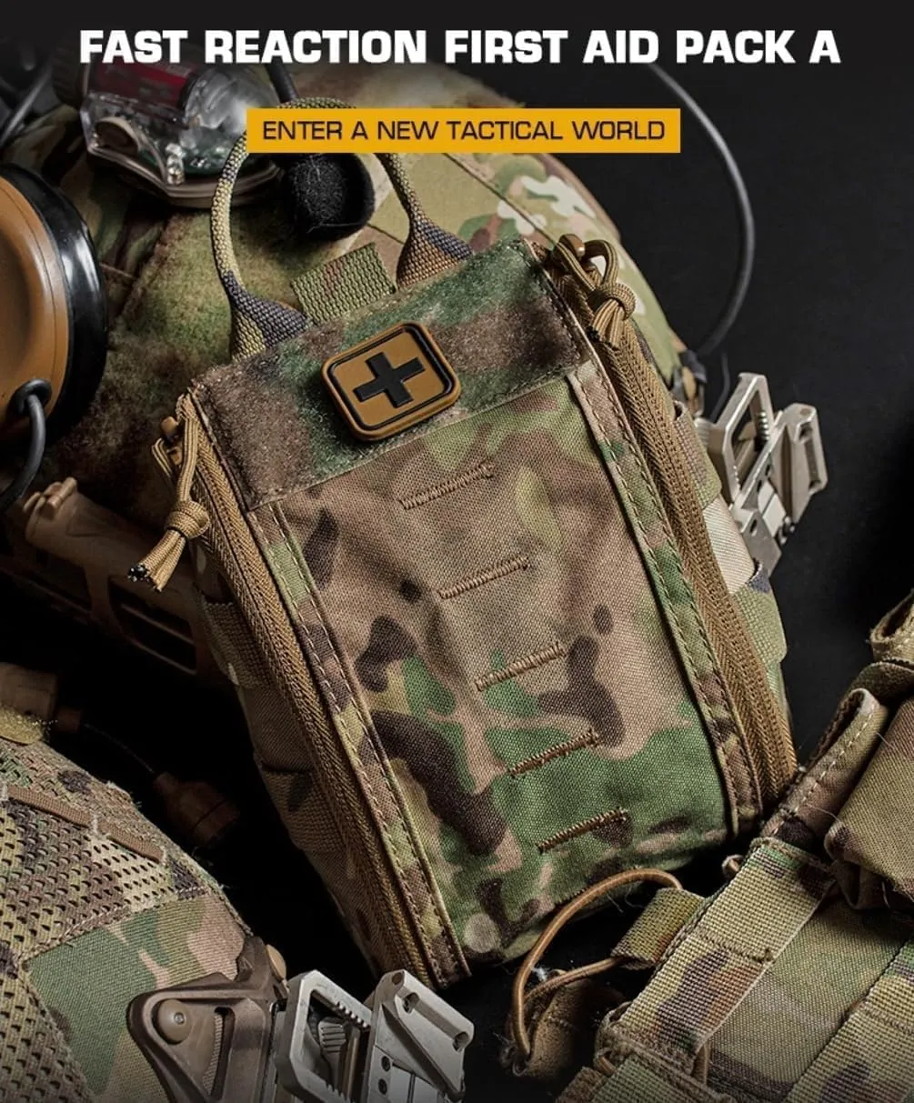 Camping First Aid Bag Molle Tactical Medical Kit Emergency Outdoor Survival Bag Hunting Accessories Pack Pouch E.MT Holder (Khaki)