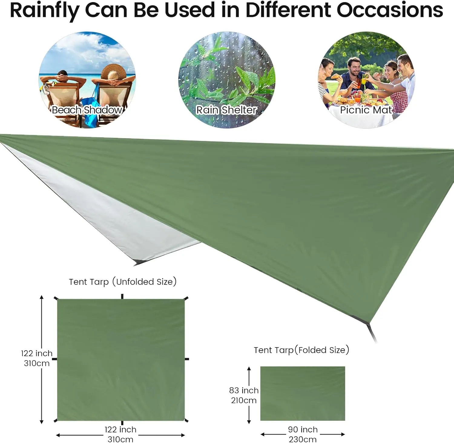 Camping Hammock with Mosquito Net & Rain Fly Tent Tarp & Tree Straps Portable Strong Nylon Hammock Parachute Tent w/Storage Bag for Camping Hiking Backyard Outdoor Backpacking Travel