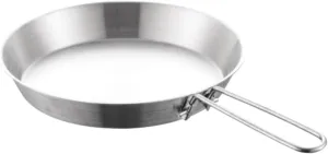 Camping Kitchen Utensil 304 Stainless Steel Frying Pan Outdoor Flat Bottom Frying Pan Portable Camping Cooker for Outdoor Cooking(12cm)