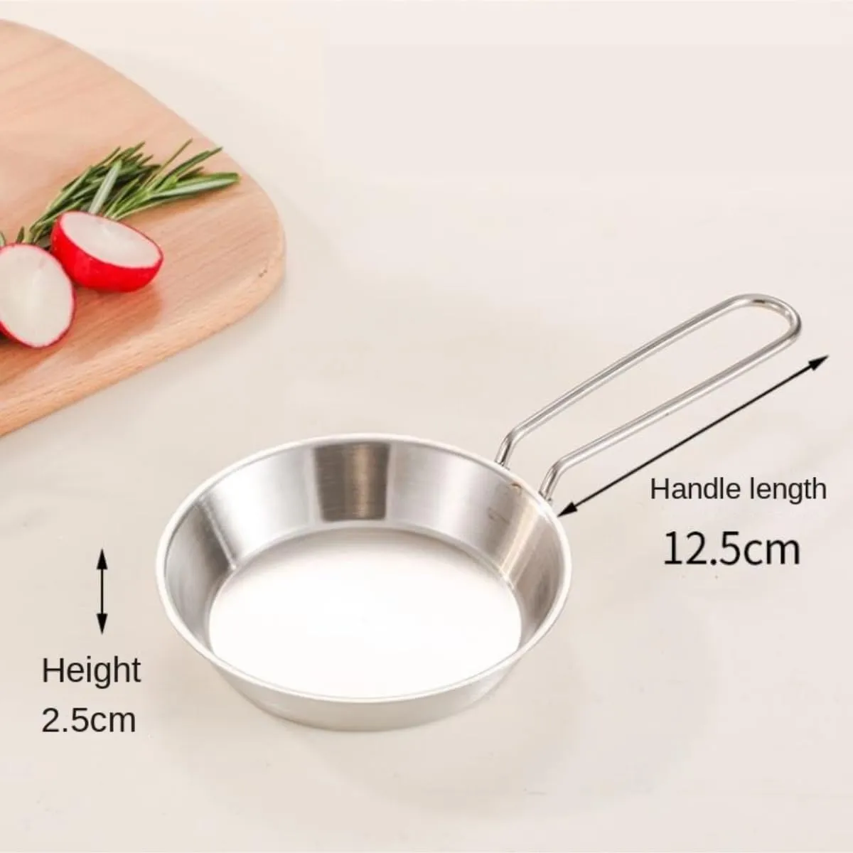 Camping Kitchen Utensil 304 Stainless Steel Frying Pan Outdoor Flat Bottom Frying Pan Portable Camping Cooker for Outdoor Cooking(12cm)