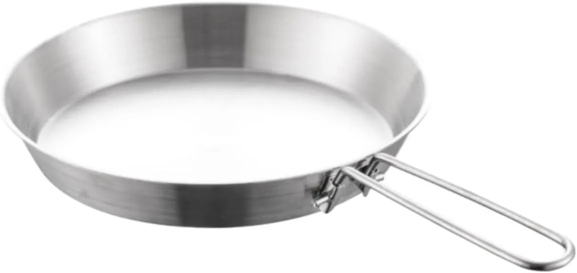 Camping Kitchen Utensil 304 Stainless Steel Frying Pan Outdoor Flat Bottom Frying Pan Portable Camping Cooker for Outdoor Cooking(12cm)