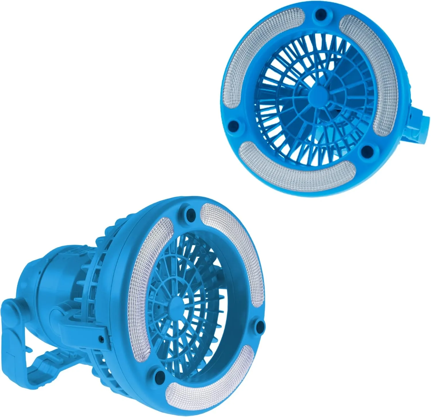 Camping Lantern with Fan Set ? Set of 2 Weather-Resistant Camping Lights with 18 LED Bulbs and High and Low Fan Settings by Wakeman (Blue)