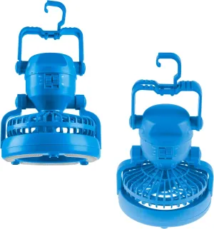 Camping Lantern with Fan Set ? Set of 2 Weather-Resistant Camping Lights with 18 LED Bulbs and High and Low Fan Settings by Wakeman (Blue)